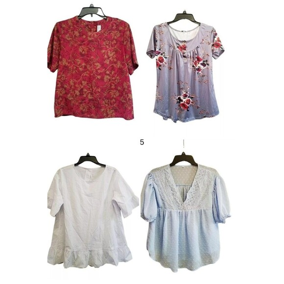 Bundle Lot of 4 Liz Baker Shein Womens Sz M Short Sleeve Blouse - Picture 1 of 10